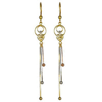 Tricolor Heart Dangling Earrings (14K) Popular Jewelry New York