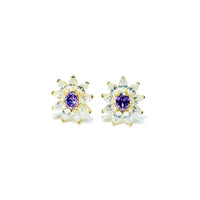Flower CZ Earrings (14K).