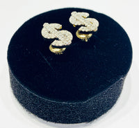 Diamond dollar sign earrings (10K).
