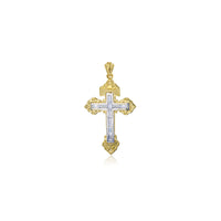 Yellow Gold CZ Baguette Cross Pendant (14K)