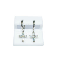 Cross CZ Earrings (14K).