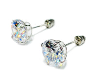 Round-Cut Cubic Zirconia Stud Earring (14K).