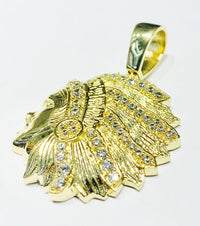 Indian Chief Head Pendant (14K).