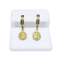 Virgen Guadalupe CZ Earrings (14K).
