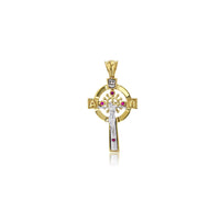 Two-tone CZ Cross Pendant (14K)