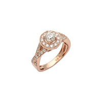 Entwined Round Cut Diamond Engagement Halo Ring (14K) Diagonal - Popular Jewelry - New York