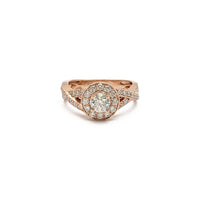 Entwined Round Cut Diamond Engagement Halo Ring (14K) front - Popular Jewelry - New York
