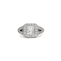 Princess Cut Diamond Engagement Halo Ring (14K) front - Popular Jewelry - New York