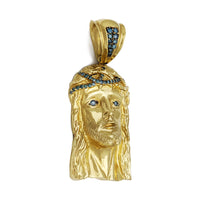 Blue Diamond Jesus Head Pendant (14K) left - Popular Jewelry - New York