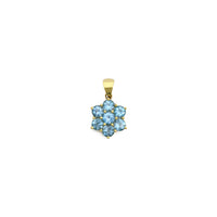 Blue Topaz Flower Pendant (14K) front - Popular Jewelry - New York