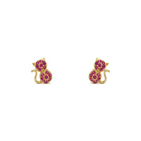 Cat Silhouette Stud Earrings (14K) front - Popular Jewelry - New York