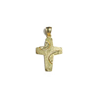 Cross Sandblast Finish Pendant (14K) front - Popular Jewelry - New York