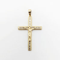 Crucifix CZ Milgrain Pendant large (14K) front - Popular Jewelry - New York