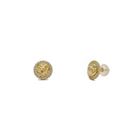 Diamond-Cut Gold Dome Halo Stud Earrings (14K) main - Popular Jewelry - New York