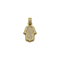 Diamond Iced-Out Bordered Hamsa Pendant (14K) front - Popular Jewelry - New York