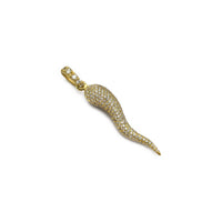 Diamond Iced-Out Italian Horn Pendant (14K) diagonal - Popular Jewelry - New York