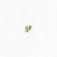 Diamond Round Square Halo Stud Earrings (14K) side - Popular Jewelry - New York