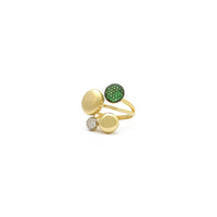 Emerald Green Circle Composition Cocktail CZ Ring (14K) front - Popular Jewelry - New York