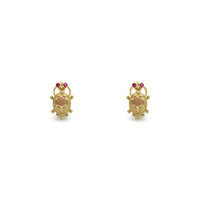 Florentine Shell Turtle CZ Stud Earrings (14K) front - Popular Jewelry - New York