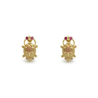 Zirconia Florentine Shell Turtle Stud Earrings (14K)