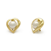 Heart Outlined Pearl Earrings (14K) main - Popular Jewelry - New York