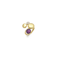 Magenta Circle Composition Cocktail CZ Ring (14K) upper - Popular Jewelry - New York