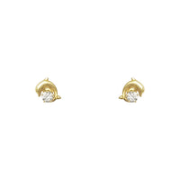 Playful Dolphin Stud Earrings (14K) front - Popular Jewelry - New York