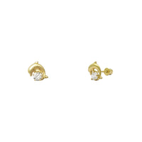Playful Dolphin Stud Earrings (14K) main - Popular Jewelry - New York