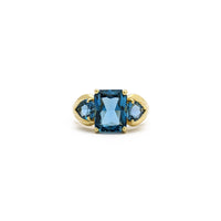 Radiant London Blue Hearted Three Stone Ring (14K) - front - Popular Jewelry - New York