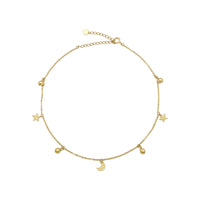 Starry Moon Night Charm Anklet (14K) front - Popular Jewelry - New York