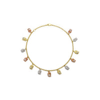 Elephant Charm Tri-Color Anklet (14K) front - Popular Jewelry - New York