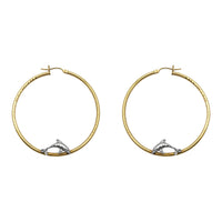Jumping Dolphins Hoop Earrings large (14K) front - Popular Jewelry - New York