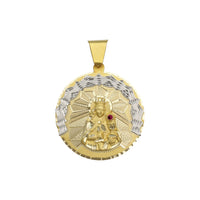 Saint Barbara Diamond Cut Medallion Pendant (14K) front - Popular Jewelry - New York