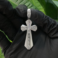 Baguette Icy Passion Cross Pendant (14K) live - Popular Jewelry - New York