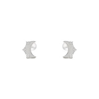 Embellished Moon Stud Earrings (14K) front - Popular Jewelry - New York