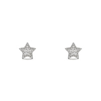 Star Halo Stud Earrings White (14K) large - front - Popular Jewelry - New York