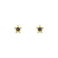 Gemstone Shelled Turtle Stud Earrings blue (14K) front - Popular Jewelry - New York