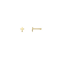 Cross Nose Bone Stud Piercing (14K) front - Popular Jewelry - New York