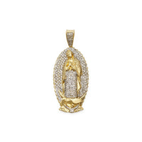 Diamond-Iced Guadalupe Pendant yellow (14K) front - Popular Jewelry - New York