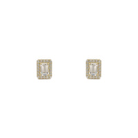 Emerald-Cut Gemstone Halo Earrings white (14K) - front - Popular Jewelry - New York