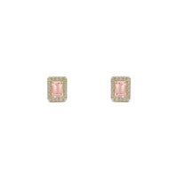 Emerald-Cut Gemstone Halo Earrings (14K)