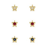 Gemstone Shelled Turtle Stud Earrings (14K) All - Popular Jewelry - New York