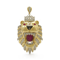 Icy Roaring Lion King Pendant (14K) front - Popular Jewelry - New York