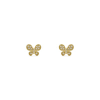 Icy Rounded Butterfly Stud Earrings (14K) front - Popular Jewelry - New York