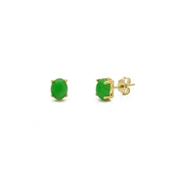 Oval Jade Stud Earrings (14K) main - Popular Jewelry - New York