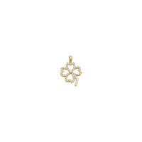 Stoneset Four Leaves Clover Pendant (14K) front - Popular Jewelry - New York