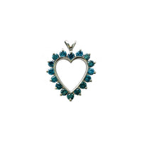 Blue Diamond Heart Outline Pendant (14K) front - Popular Jewelry - New York