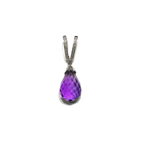 Briolette Amethyst and Diamond Pendant (14K) front - Popular Jewelry - New York