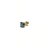 Blue Diamond Stud Earring (14K) side - Popular Jewelry - New York