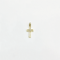 Centered CZ Cross Outline Pendant (14K) - Popular Jewelry New York